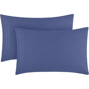 image:imageMellanni Pillow Cases  Luxury Extra Soft  Cooling Pillow Covers  2 PC Iconic Collection Pillowcases  Envelope Closure StandardQueen 20 x 30 White1593 Blue Nova