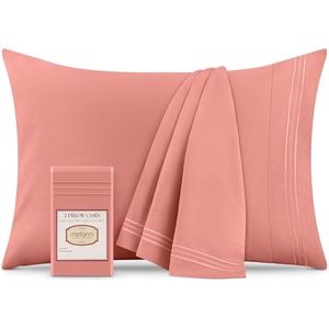 image:imageMellanni Pillow Cases  Luxury Extra Soft  Cooling Pillow Covers  2 PC Iconic Collection Pillowcases  Envelope Closure StandardQueen 20 x 30 White1621 Coral