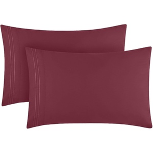 image:imageMellanni Pillow Cases  Luxury Extra Soft  Cooling Pillow Covers  2 PC Iconic Collection Pillowcases  Envelope Closure StandardQueen 20 x 30 White1785 Burgundy