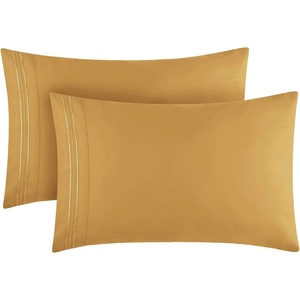 image:imageMellanni Pillow Cases  Luxury Extra Soft  Cooling Pillow Covers  2 PC Iconic Collection Pillowcases  Envelope Closure StandardQueen 20 x 30 White1862 Gold
