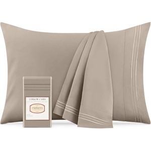 image:imageMellanni Pillow Cases  Luxury Extra Soft  Cooling Pillow Covers  2 PC Iconic Collection Pillowcases  Envelope Closure StandardQueen 20 x 30 White1872 Tan
