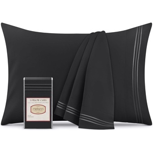 image:imageMellanni Pillow Cases  Luxury Extra Soft  Cooling Pillow Covers  2 PC Iconic Collection Pillowcases  Envelope Closure StandardQueen 20 x 30 White1990 Black