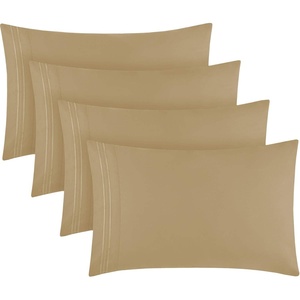 image:imageMellanni Pillow Cases Set  4 PC Iconic Collection Pillowcases  Hotel Luxury Extra Soft Cooling Pillow Covers  Wrinkle Fade Stain ResistantStandardQueen 20 x 30 Light Gray1812 Beige