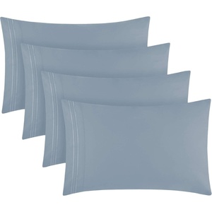 image:imageMellanni Pillow Cases Set  4 PC Iconic Collection Pillowcases  Hotel Luxury Extra Soft Cooling Pillow Covers  Wrinkle Fade Stain ResistantStandardQueen 20 x 30 Light Gray1573 Blue Hydrangea