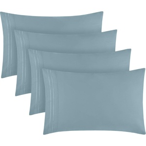 image:imageMellanni Pillow Cases Set  4 PC Iconic Collection Pillowcases  Hotel Luxury Extra Soft Cooling Pillow Covers  Wrinkle Fade Stain ResistantStandardQueen 20 x 30 Light Gray1583 Spa Blue