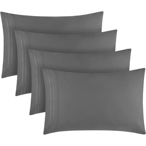 image:imageMellanni Pillow Cases Set  4 PC Iconic Collection Pillowcases  Hotel Luxury Extra Soft Cooling Pillow Covers  Wrinkle Fade Stain ResistantStandardQueen 20 x 30 Light Gray1394 Gray