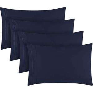 image:imageMellanni Pillow Cases Set  4 PC Iconic Collection Pillowcases  Hotel Luxury Extra Soft Cooling Pillow Covers  Wrinkle Fade Stain ResistantStandardQueen 20 x 30 Light Gray1959 Navy Blue