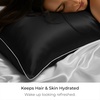 image:imageMellanni Pure Silk Pillowcase Queen Size  Perfect for Hair and Skin  Preventing Wrinkles  Easy Care  Naturally Cooling Silk Pillow Cover with Hidden Zipper Queen WhiteBlack  White Piping