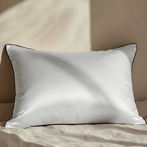 image:imageMellanni Pure Silk Pillowcase Queen Size  Perfect for Hair and Skin  Preventing Wrinkles  Easy Care  Naturally Cooling Silk Pillow Cover with Hidden Zipper Queen WhiteWhite  Black Piping