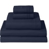 image:imageMellanni Iconic 4Piece Ultra Soft Sheet Set Queen Brown1959 Navy Blue