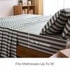 image:imageMellanni Iconic 4Piece Ultra Soft Sheet Set Queen Brown3436 Oxford Stripe Sage