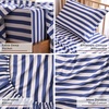 image:imageMellanni Iconic 4Piece Ultra Soft Sheet Set Queen Brown3493 Oxford Stripe Blue Nova