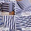 image:imageMellanni Iconic 4Piece Ultra Soft Sheet Set Queen Brown3493 Oxford Stripe Blue Nova