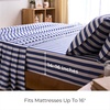 image:imageMellanni Iconic 4Piece Ultra Soft Sheet Set Queen Brown3493 Oxford Stripe Blue Nova