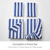 image:imageMellanni Iconic 4Piece Ultra Soft Sheet Set Queen Brown3493 Oxford Stripe Blue Nova