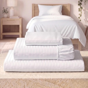 image:imageMellanni Iconic 4Piece Ultra Soft Sheet Set King Brown2102 Striped  White