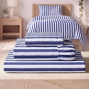 image:imageMellanni Iconic 4Piece Ultra Soft Sheet Set King Brown3493 Oxford Stripe Blue Nova
